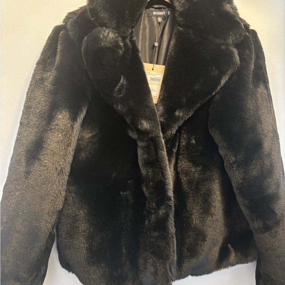 Missguided Black Faux Fur Teddy Jacket